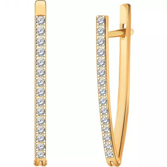 Золотые серьги 585, женские, с фианитом