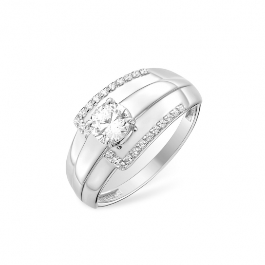 Серебряное кольцо 925, женское, с фианитом, размер 19