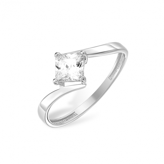 Серебряное кольцо 925, женское, с фианитом, размер 18.5