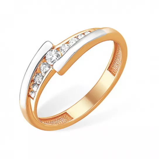 Золотое кольцо 585, женское, с бриллиантом, размер 19