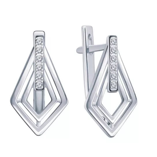 Серебряные серьги 925, женские, с фианитом