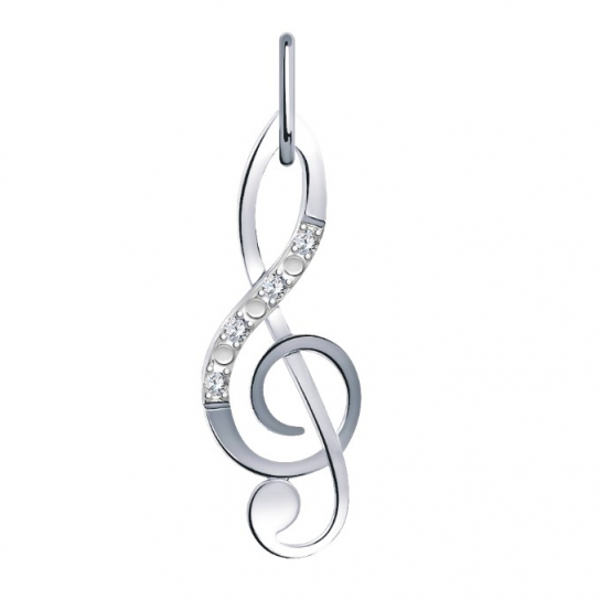 Серебряная подвеска 925, женская, с фианитом