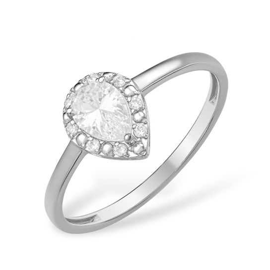 Серебряное кольцо 925, женское, с фианитом, размер 19
