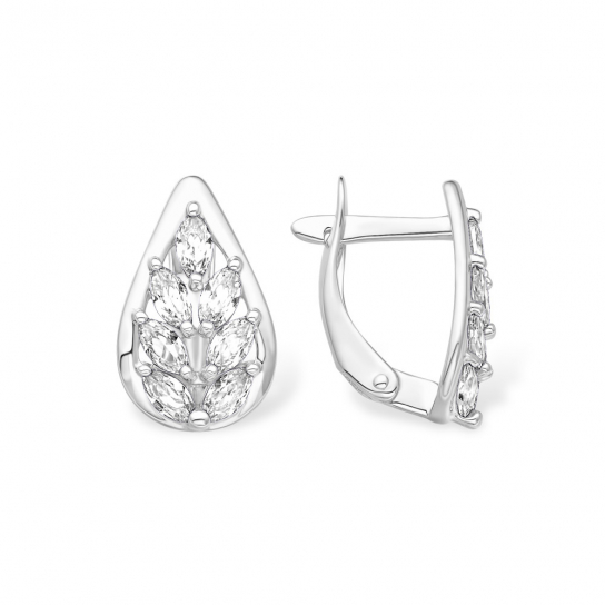 Серебряные серьги 925, женские, с фианитом