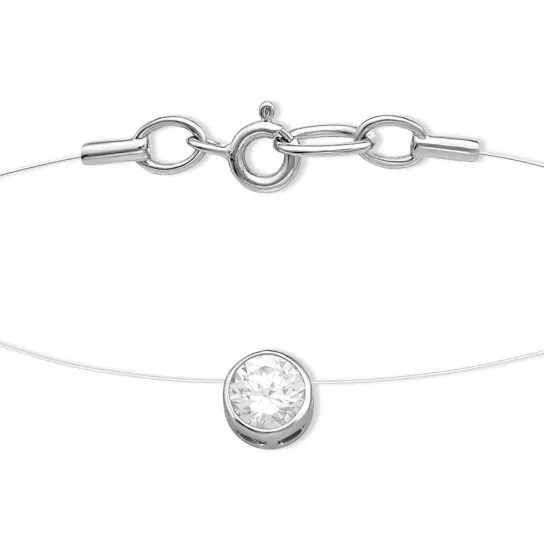 Колье с фианитом из серебра