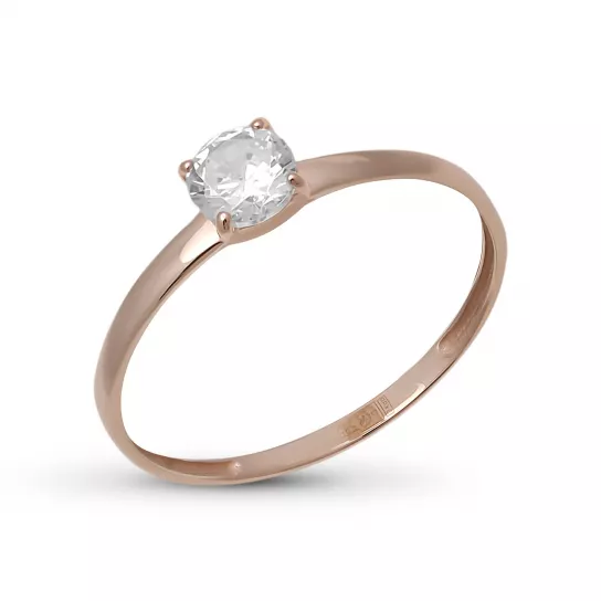 Золотое кольцо 585, женское, с фианитом, размер 19