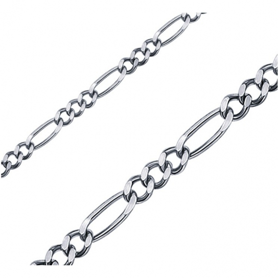 Серебряная цепочка 925 на шею, плетение фигаро, длина 60 см