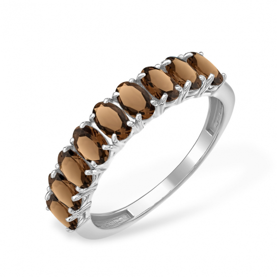 Серебряное кольцо 925, женское, с раухтопазом, размер 18.5