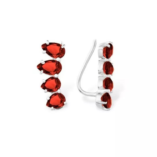 Серьги-кафы с гранатом из серебра