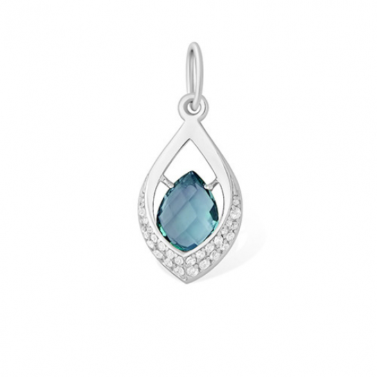 Серебряная подвеска 925, женская, с топазом и фианитом