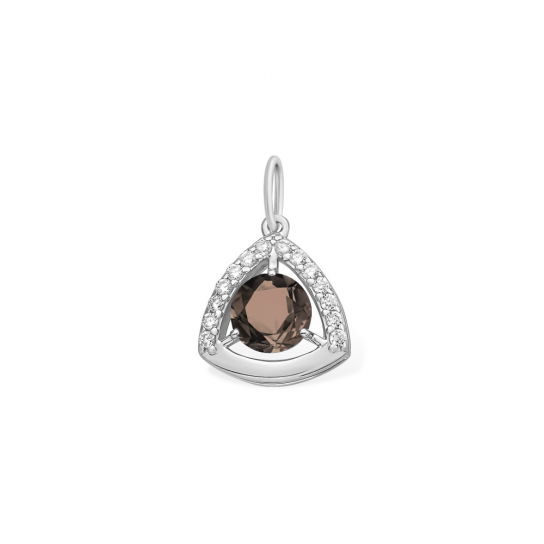 Серебряная подвеска 925, женская, с раухтопазом и фианитом