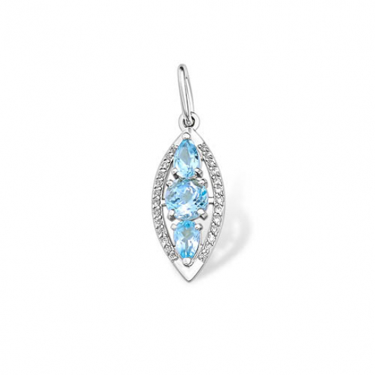 Серебряная подвеска 925, женская, с топазом