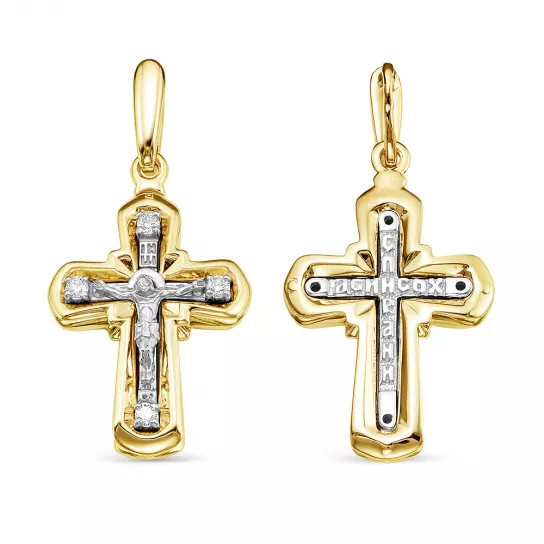 Крест с бриллиантами из золота