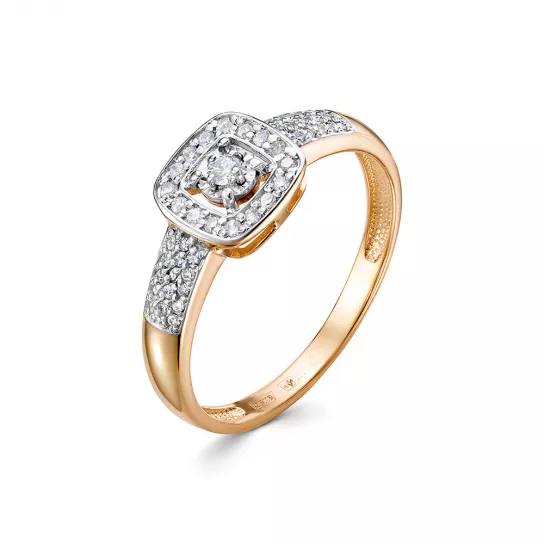 Золотое кольцо 585, женское, с бриллиантом, размер 18