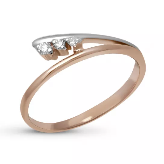 Золотое кольцо 585, женское, с бриллиантом, размер 17