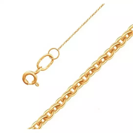 Золотая цепочка 585 на шею, плетение якорное, длина 45 см, цвет красное золото