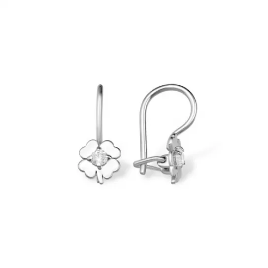 Серьги детские с фианитом из серебра