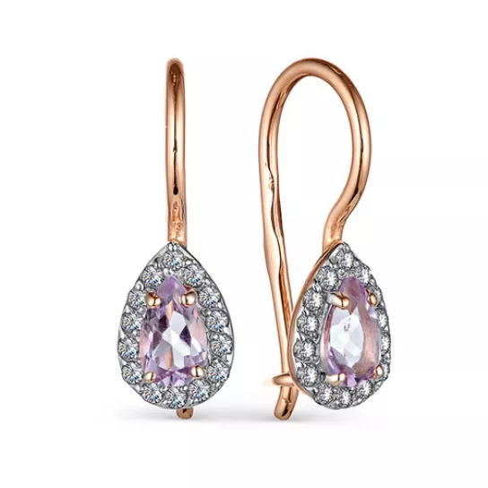 Серьги детские с фианитом и хризолитом из золота