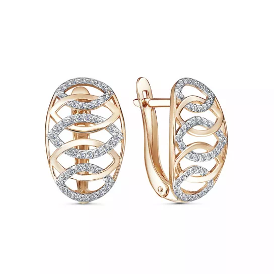 Серьги с фианитом из золота