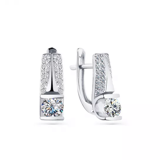 Серьги с фианитом из золота