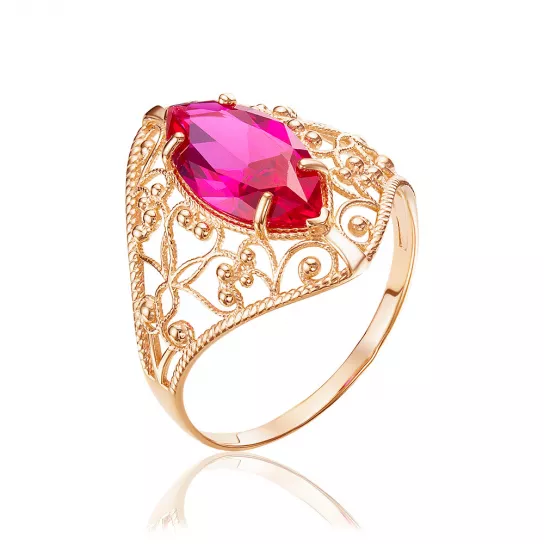 Золотое кольцо 375, женское, с корундом, размер 18.5