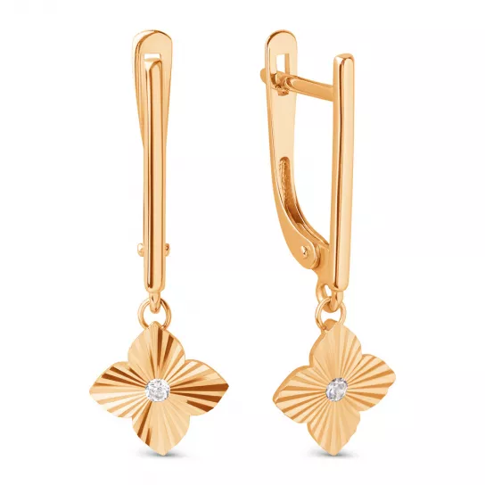 Серьги с фианитом из золота