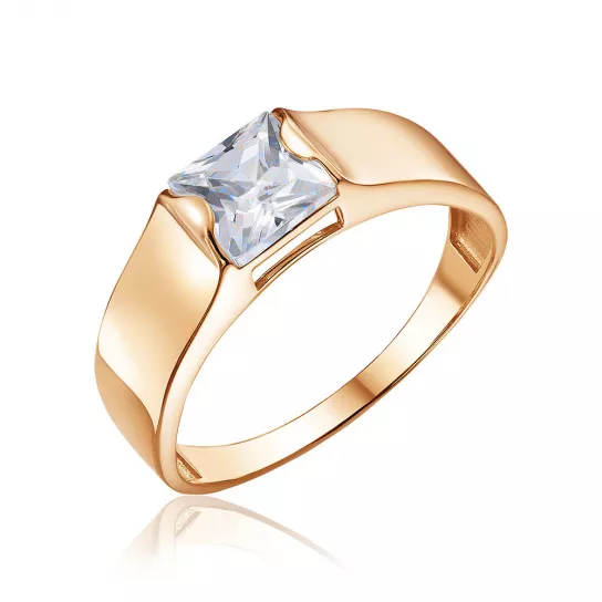 Золотое кольцо 585, женское, с фианитом, размер 17.5