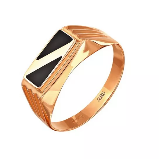 Кольцо-печатка с эмалью из золота