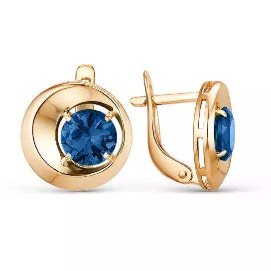 Золотые серьги 585, женские, с топазом