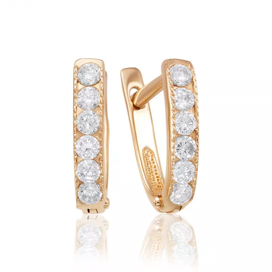 Серьги с фианитом из золота