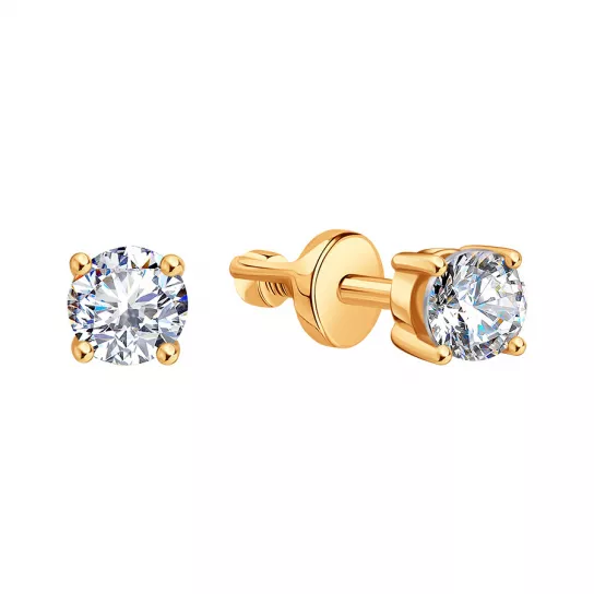 Серьга с фианитом из золота