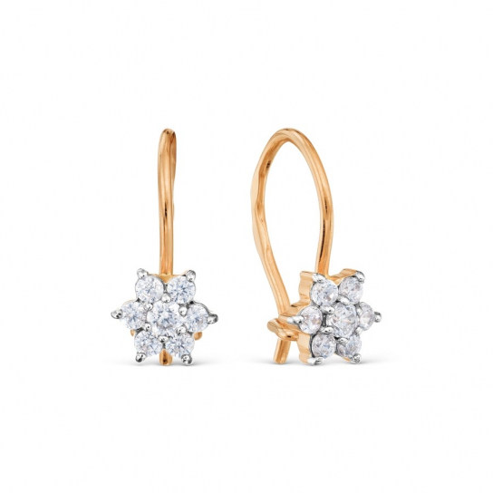 Серьги детские с фианитом из золота