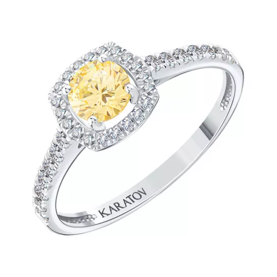 Золотое кольцо 585, женское, с фианитом, размер 17.5