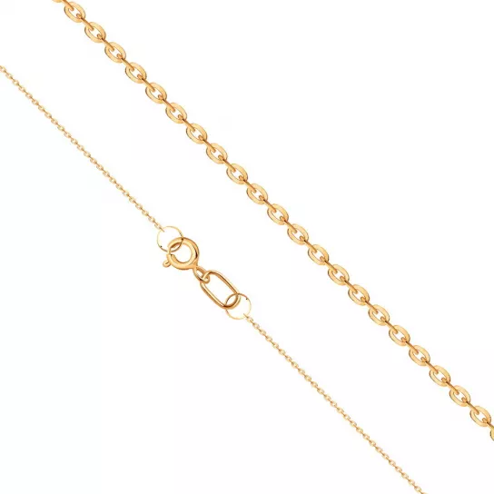 Золотая цепочка 585 на шею, плетение якорное, длина 40 см, цвет красное золото