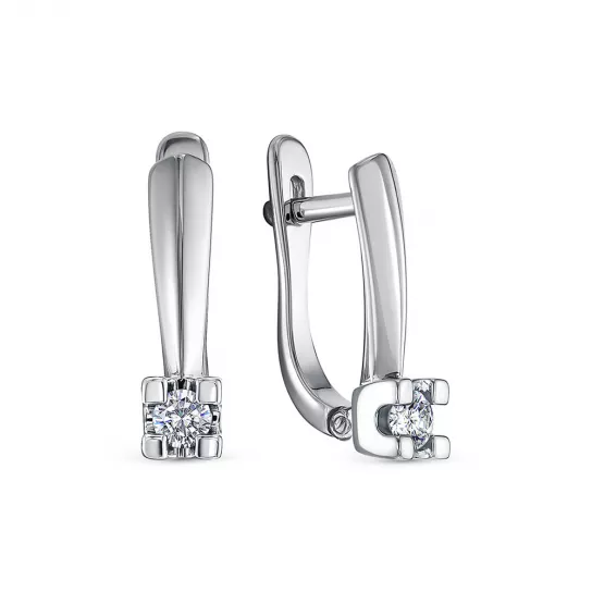 Золотые серьги 585, женские, с бриллиантом
