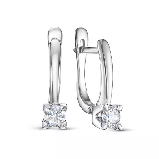 Золотые серьги 585, женские, с бриллиантом