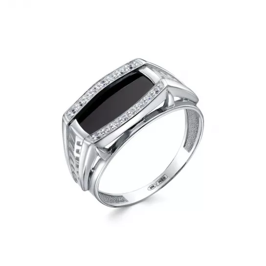 Серебряное кольцо 925, женское, с фианитом и перламутром, размер 21.5