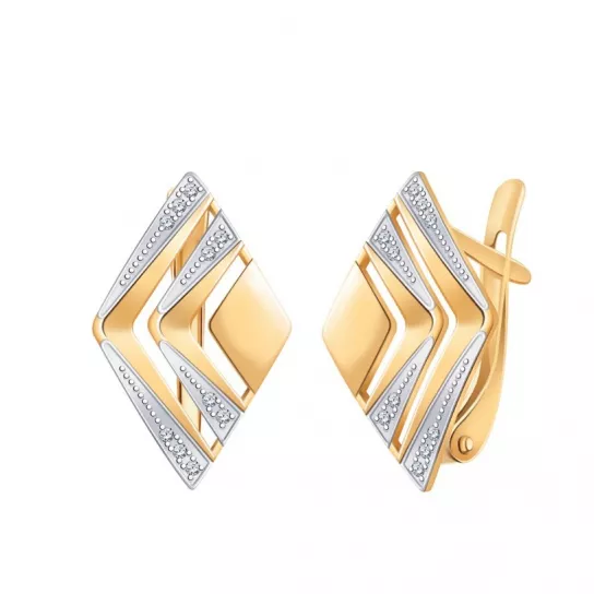Золотые серьги 585, женские, с фианитом