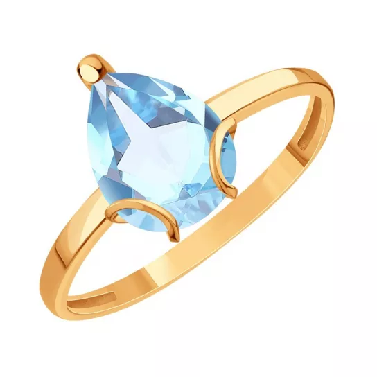 Золотое кольцо 585, женское, с топазом, размер 17