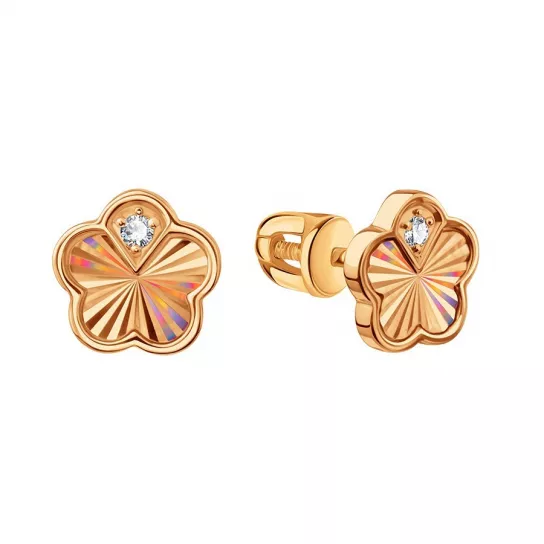 Пусеты с фианитом из золота