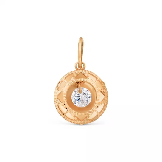 Золотая подвеска 585, женская, с фианитом