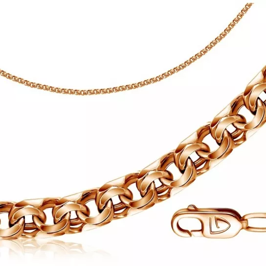 браслет 585, плетение бисмарк, длина 22 см