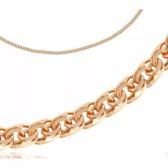 Золотая цепочка 585 на шею, плетение бисмарк, длина 50 см, цвет красное золото