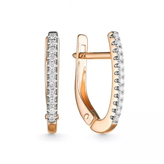 Золотые серьги 585, женские, с бриллиантом