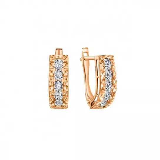 Серьги детские с фианитом из золота