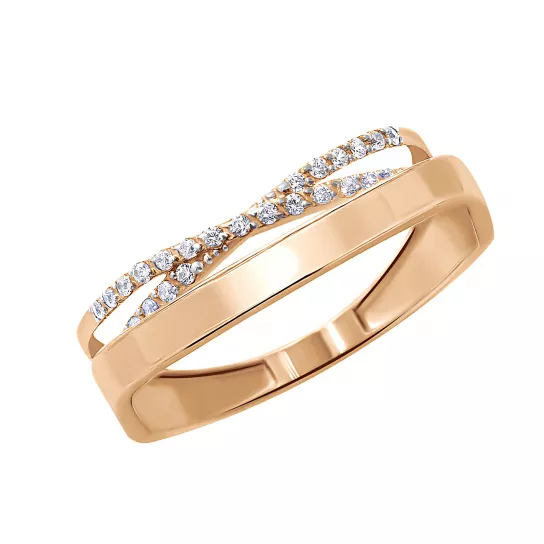 Золотое кольцо 585, женское, с фианитом, размер 16