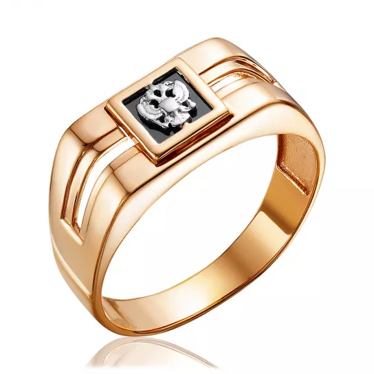 Кольцо-печатка с ониксом из золота