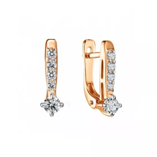 Серьги детские с фианитом из золота