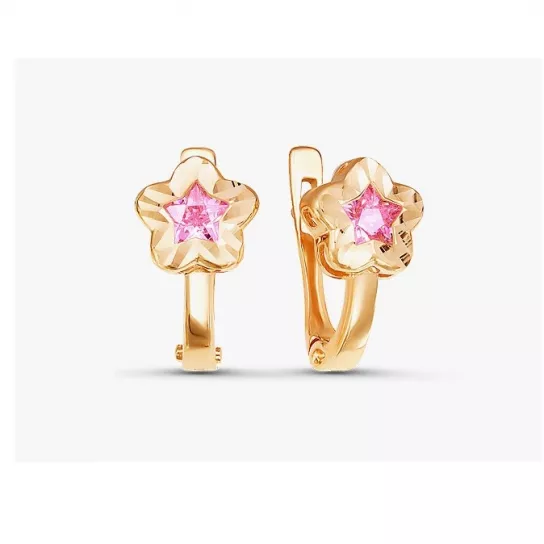 Серьги детские с фианитом из золота