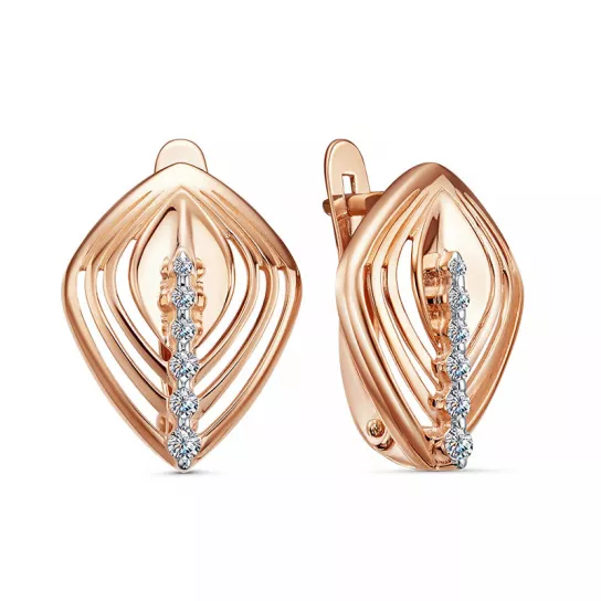 Золотые серьги 585, женские, с фианитом